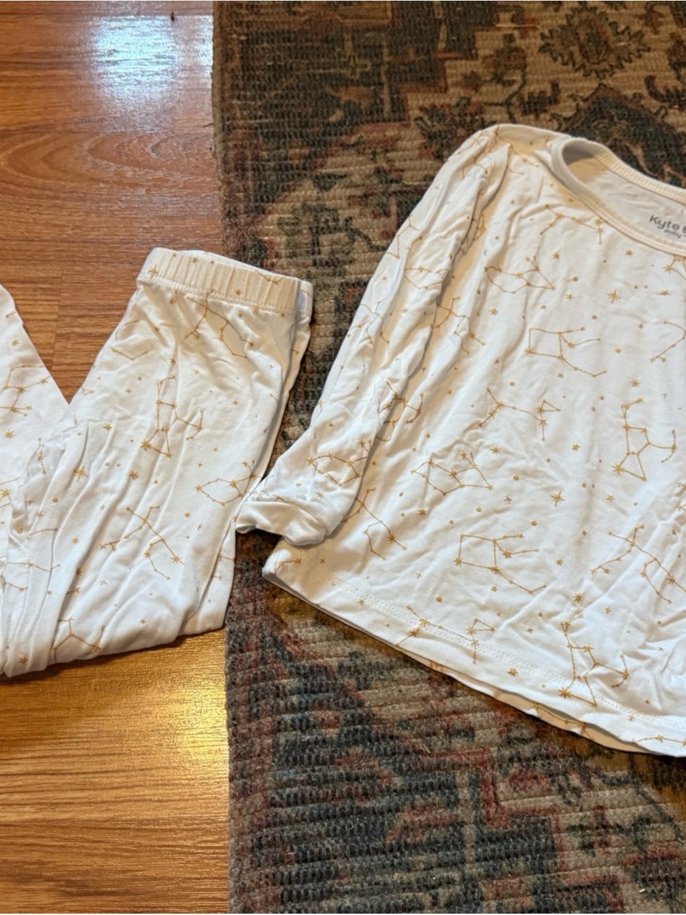 Kyte BABY Cream Pajama Set with Gold Constellation Print